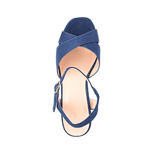 Elara Zapato de Tacón con Plataforma Mujer Punta Abierta Chunkyrayan Azul AT0985 Blue-38