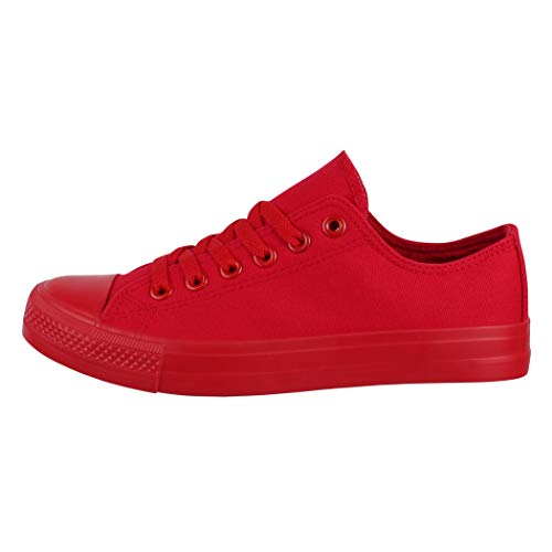 Elara Zapatos de Deporte Unisex Low Top Textil Chunkyrayan Todo Rojo 01-A-ZY9032-Rot-41