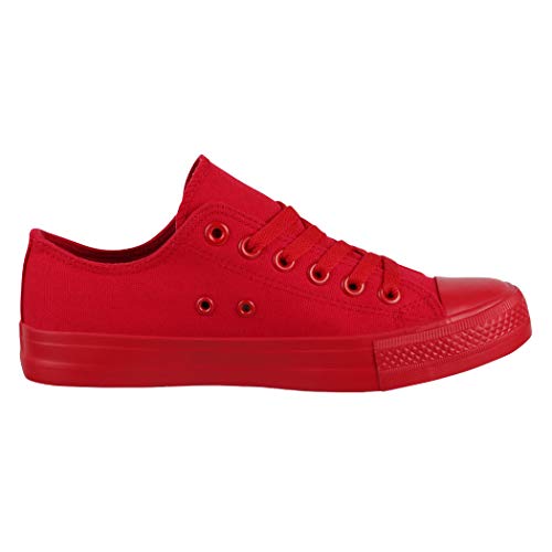 Elara Zapatos de Deporte Unisex Low Top Textil Chunkyrayan Todo Rojo 01-A-ZY9032-Rot-41