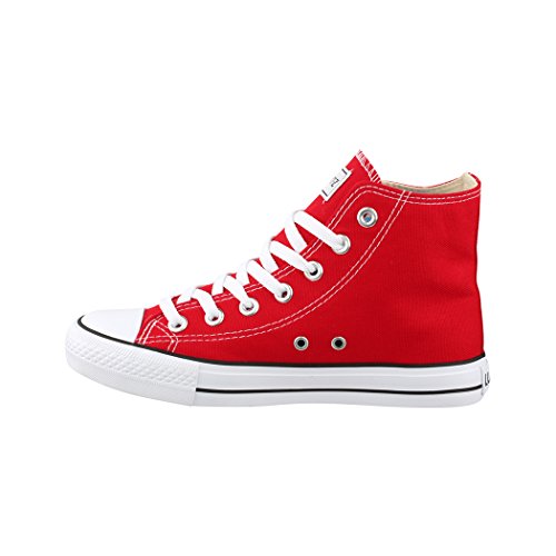 Elara Zapatos de Deporte Unisex Sneaker High Top Chunkyrayan Rojo BE-CA014/CB019 Red-42