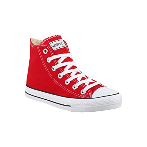 Elara Zapatos de Deporte Unisex Sneaker High Top Chunkyrayan Rojo BE-CA014/CB019 Red-42