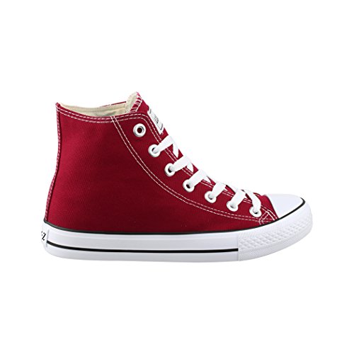 Elara Zapatos de Deporte Unisex Sneaker High Top Chunkyrayan Vino BE-CA014/CB019 Wine-36