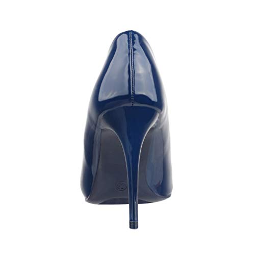 Elara Zapatos de Tacón Alto Mujer Puntiagudo Stiletto Chunkyrayan Azul Marino C-12 Blue-40