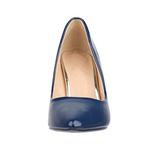 Elara Zapatos de Tacón Alto Mujer Puntiagudo Stiletto Chunkyrayan Azul Marino C-12 Blue-40