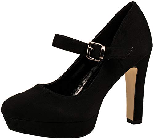 Elara Zapatos de Tacón con Correa Mujer Chunkyrayan Negro E22317-SchwarzM-38