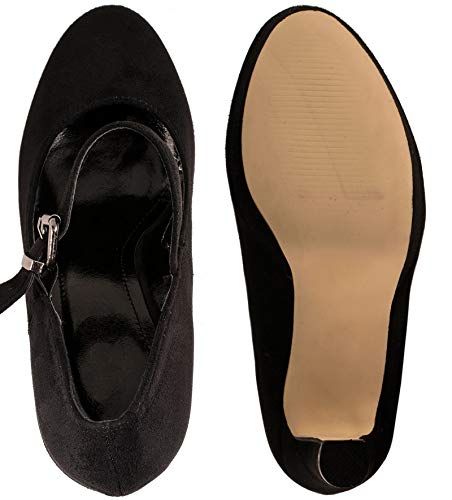 Elara Zapatos de Tacón con Correa Mujer Chunkyrayan Negro E22317-SchwarzM-38