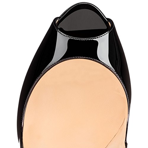 ELASHE - Zapatos para Mujer - Tacón de Aguja -15CM Peep Toe - 3CM Plataforma Tacones Mujer Fiestas Oficina Negro EU38