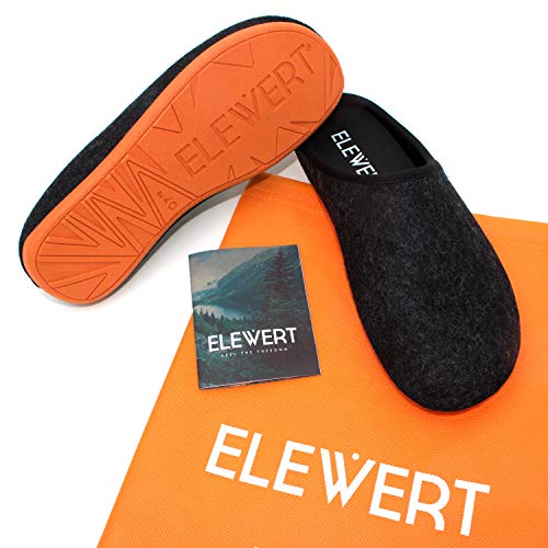 ELEWERT® - NATURAL-W1-BLACK-ORANGE-II - Zapatillas para casa, Confort, Unisex, Interior, Exterior, Suela de Caucho, Plantilla extraíble reciclada, Designed IN Europe, Made IN Spain. Talla 43