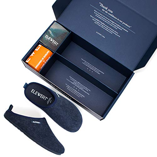 ELEWERT® - NATURAL-W1NAVY - Zapatillas para casa, Confort, Unisex, Interior, Exterior, Suela de Caucho, Plantilla extraíble reciclada, Designed IN Europe, Made IN Spain. Talla 43