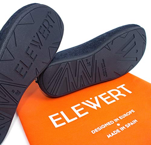 ELEWERT® - NATURAL-W1NAVY - Zapatillas para casa, Confort, Unisex, Interior, Exterior, Suela de Caucho, Plantilla extraíble reciclada, Designed IN Europe, Made IN Spain. Talla 43