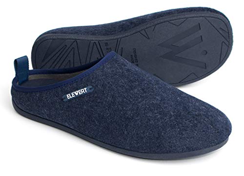 ELEWERT® - NATURAL-W1NAVY - Zapatillas para casa, Confort, Unisex, Interior, Exterior, Suela de Caucho, Plantilla extraíble reciclada, Designed IN Europe, Made IN Spain. Talla 43