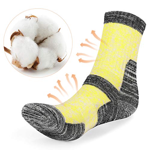 Emooqi Calcetines Deporte Mujer, 5 Pares Calcetines Antiampollas Senderismo Calcetines Mujer, Calcetines Algodon Transpirables Acolchados para Senderismo Acampada Marcha Running