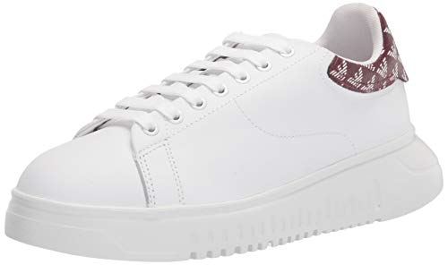 Emporio Armani X3X024 - Zapatillas con cordones de piel para mujer N129 White Vinaccia Perla 38 EU