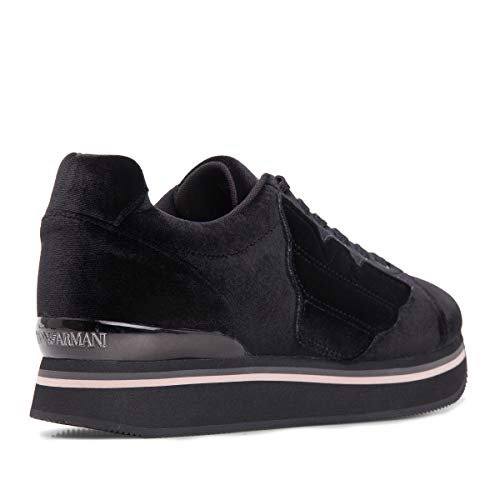 Emporio Armani - Zapatillas de ante para mujer Negro Negro Negro Size: 40 EU