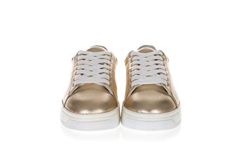 Emporio Armani Zapatillas de mujer de piel con suela alta, color dorado, color Dorado, talla 36 EU