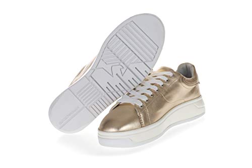 Emporio Armani Zapatillas de mujer de piel con suela alta, color dorado, color Dorado, talla 36 EU