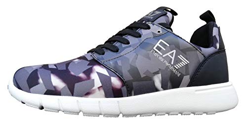 Emporio Armani Zapatillas EA7 para mujer, X8X007, XK048, color negro y gris Negro Size: 8 US - 41 1/3 EU