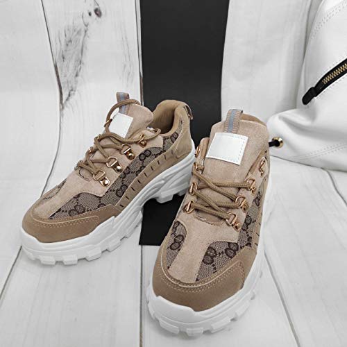 Encarni Zapatería - Zapato Deportivo Mujer Suela Track (Beige, 38)