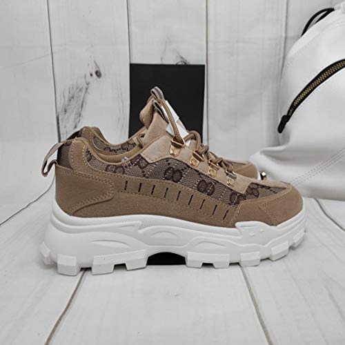 Encarni Zapatería - Zapato Deportivo Mujer Suela Track (Beige, 38)