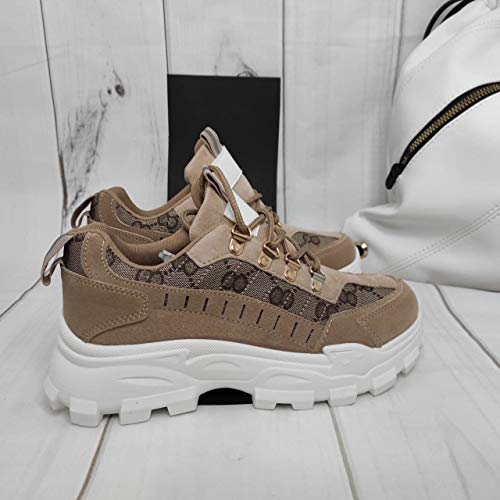 Encarni Zapatería - Zapato Deportivo Mujer Suela Track (Beige, 38)