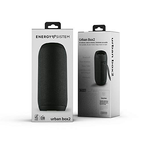 Energy Sistem Urban Box 2 Altavoz portátil con Bluetooth y Tecnología True Wireless (10W, USB/microSD MP3 Player, FM Radio) - Negro