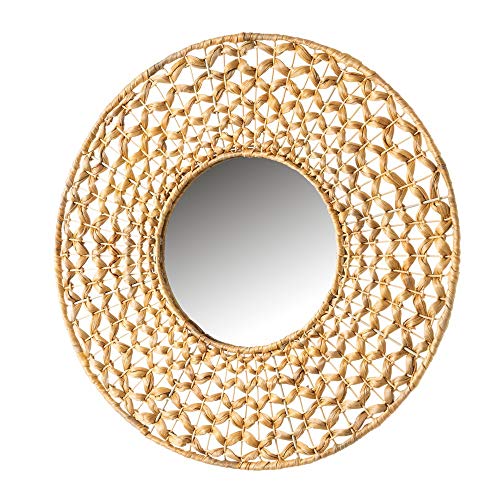 Espejo Trenzado Beige de Fibra Natural y Metal de 55x55 cm - LOLAhome
