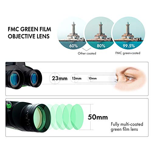 ESSLNB Prismáticos Marinos BAK4 Prisma Prismáticos Militares con Iluminado Telémetro Brújula IPX7 100% Impermeable por Caza Observación de Aves Barco para Adultos Niños