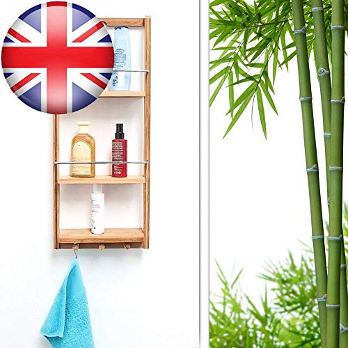 Estante de baño genérico sin té, montado en la Pared, para baño y Ganchos, CK, con bambú KS, Bamb con estantes, Bamb