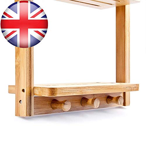 Estante de baño genérico sin té, montado en la Pared, para baño y Ganchos, CK, con bambú KS, Bamb con estantes, Bamb