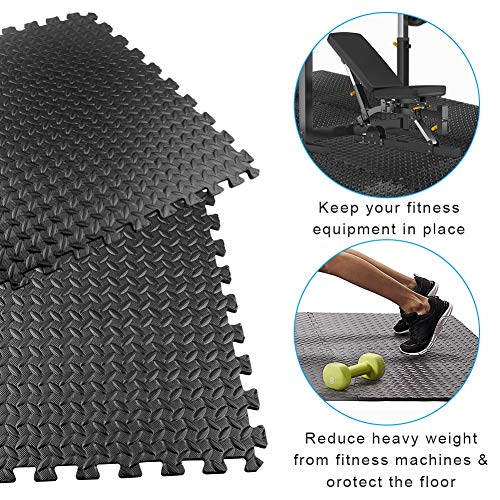 Esterilla Puzzle Fitness, 20 Piezas Alfombra de Gimnasio para suelo, Expandible Colchonetas Goma Espuma, Antideslizante Esterilla para Deporte, Yoga, Juegos de niños.