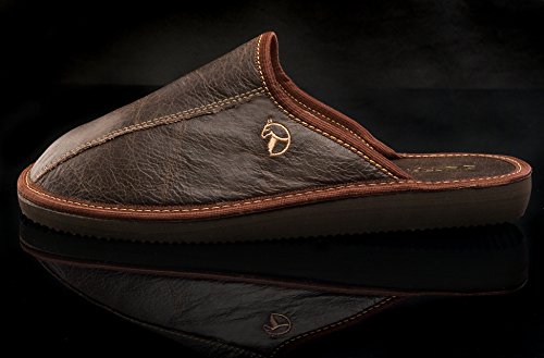 ESTRO Zapatillas De Casa Hombre Invierno Piel De Carnero Pantuflas Casa Hombre Lana Suela De Memoria Rust (Marrón, 43)