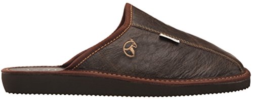 ESTRO Zapatillas De Casa Hombre Invierno Piel De Carnero Pantuflas Casa Hombre Lana Suela De Memoria Rust (Marrón, 43)