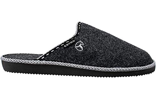 ESTRO Zapatillas De Casa Hombre Zapatillas Fieltro Pantuflas Casa Hombre F14 (42 EU, Negro)