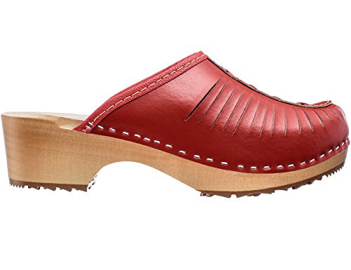 ESTRO Zuecos De Madera para Mujer Calzado Sanitario De Trabajo CDL01 (37, Rojo)