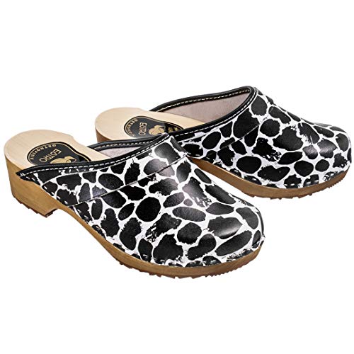 ESTRO Zuecos De Madera para Mujer Calzado Sanitario De Trabajo CDL01 (Blanco/Negro, Numeric_37)