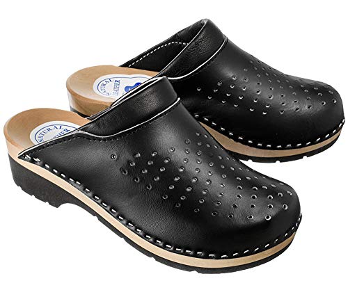 ESTRO Zuecos De Madera para Mujer Calzado Sanitario De Trabajo CDL02 (39, Negro 2)