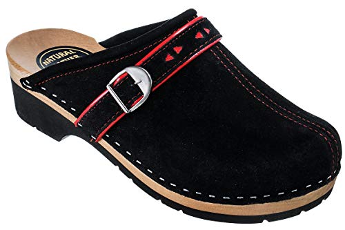 ESTRO Zuecos De Madera para Mujer Calzado Sanitario De Trabajo CDL05 (Negro, 41)