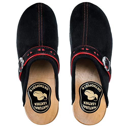 ESTRO Zuecos De Madera para Mujer Calzado Sanitario De Trabajo CDL05 (Negro, 41)