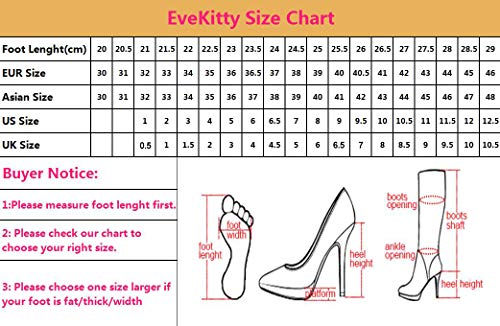 EveKitty Mujer Tacón de Cuña Rodilla Botas Cremallera Cuña Interior Botas Plisadas Shenzong Size 39 Asiática