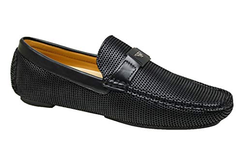 Evoga Mocasines para hombre Class Elegantes zapatos de piel sintética con hebilla Negro Size: 43 EU
