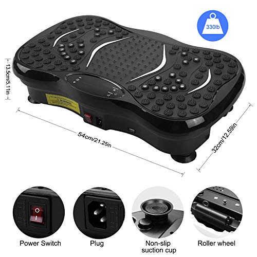 EVOLAND Plataforma Vibratoria, Máquina de Ejercicio Entrenamiento Masaje, Motor Silencioso y Altavoz Bluetooth con Control Remoto y Bandas de Elásticas para Perder Peso Rápida y Relajar Músculos