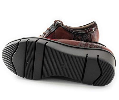 EZ - Zapatos Mujer Cuña con Cordoneras con Estilo Informal |Comodones para Andar sin Dolor en los Piés | Cásual | Combinable en Invierno con Todo - Talla Correcto (Burdeos, 39 EU, 39)