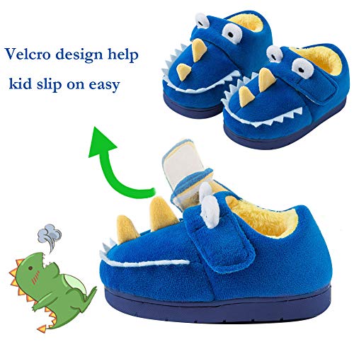 Fadezar Zapatillas De Estar por Casa para Niñas Niños Invierno Pantuflas Animales Antideslizantes Cálido Slippers Azul oscuro23/24