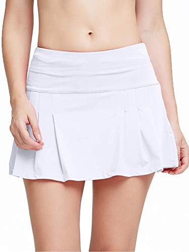 Falda Pantalón Deportiva de Tenis para Mujer Cintura Alta Falda para Correr Secado rápido Yoga Corto con Bolsillos Niñas Faldas Blanco M