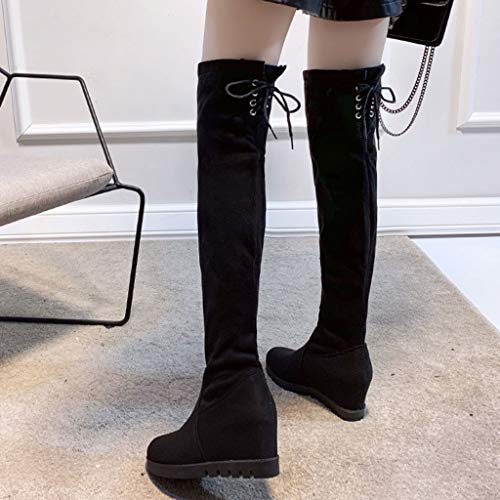 FAMILIZO Botas De Mujer Largas con Tacon Botas Elásticas De Rodilla Cálidas para Mujer Botas Altas De Cuña Zapatos De Estudiante De Tallas Grandes Bota Botas Mujer Elegantes Fiesta