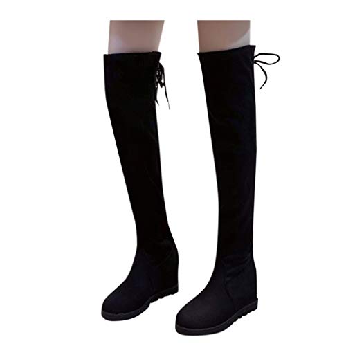 FAMILIZO Botas De Mujer Largas con Tacon Botas Elásticas De Rodilla Cálidas para Mujer Botas Altas De Cuña Zapatos De Estudiante De Tallas Grandes Bota Botas Mujer Elegantes Fiesta