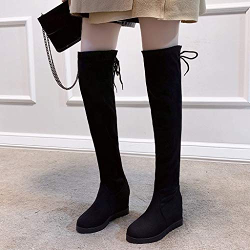 FAMILIZO Botas De Mujer Largas con Tacon Botas Elásticas De Rodilla Cálidas para Mujer Botas Altas De Cuña Zapatos De Estudiante De Tallas Grandes Bota Botas Mujer Elegantes Fiesta