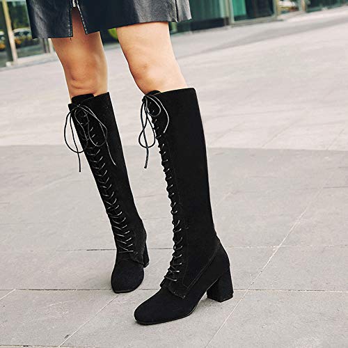 FAMILIZO Botas Las Correas Slim Lace Up Botas Altas A La Rodilla Botas Zapatos De Tacón Alto Martin Otoño Botas Mujer Invierno