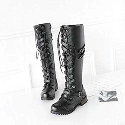 FAMILIZO Botas Mujer Steampunk Estilo Vintage Retro Gotico Punk Hebilla Botas De Combate Militar Otoño Botas Mujer Invierno