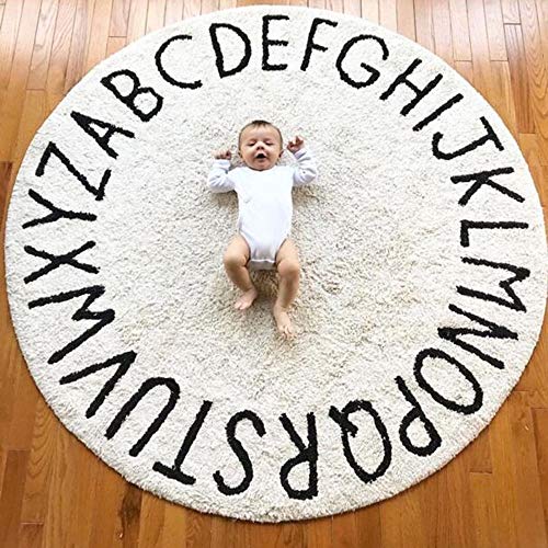 Faus Koco Estilo Nórdico 26 Letras Ronda Esteras De La Alfombra Juego De Letras Tienda De Esteras Tejidas A Mano De Los Niños Antideslizante Almohadilla Resistente (150 * 150 Cm) (Color : Gray)